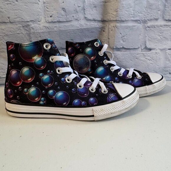✨ Converse Chuck Taylor All Star Youth High Tops | Iridescent Bubble Print | 3Y - Picture 3 of 11